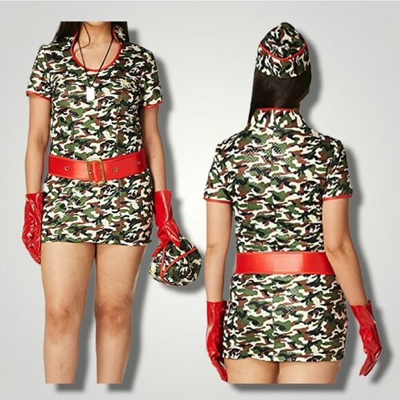 Secret Wishes Women's Cute Recruit Adult Costume with Holographic Sequine - Picture 1 of 7